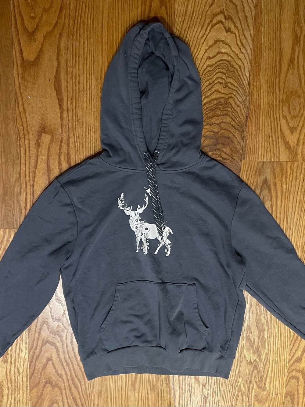Women’s Grey Hooded Sweatshirt with White Deer Graphic